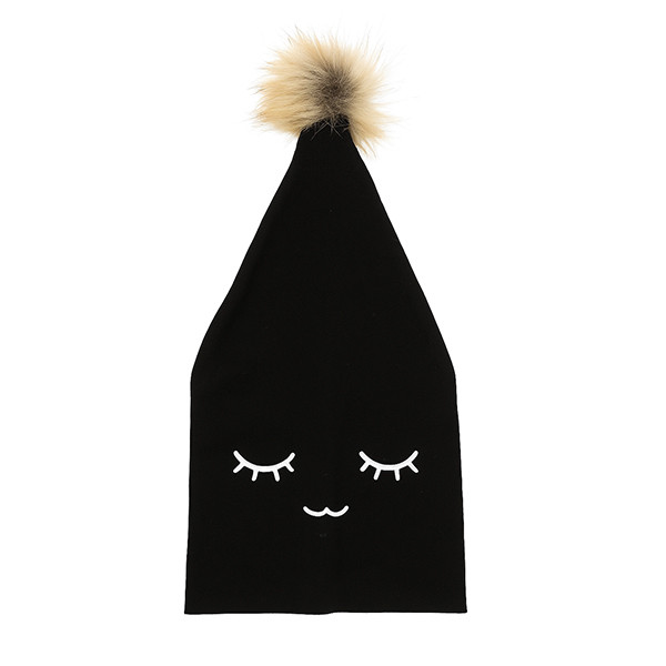 کلاه شیطونی کودکانه پوم پوم طرح لبخند | رنگ مشکی