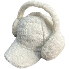 ست کلاه و گوشگیر زمستانه مدل تدی | سفید